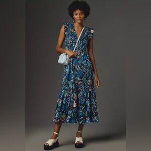 By Anthropologie The Peregrine Midi Dress, Blue - M